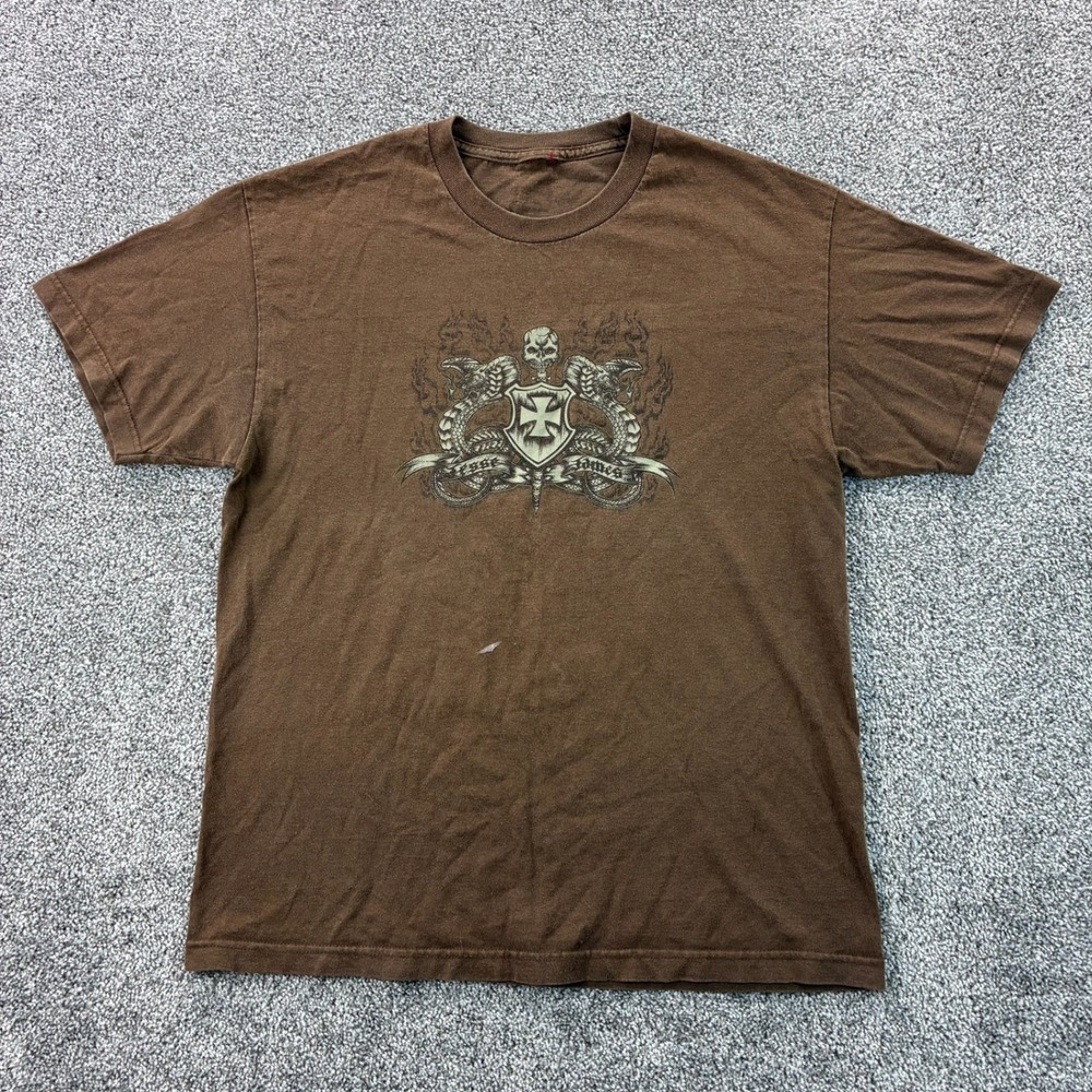 Vintage Y2K Jesse James West Coast Choppers Shirt Mens Large Brown‎ Biker Grunge